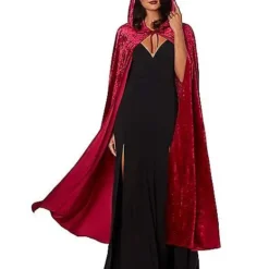 Spirit Halloween Burgundy Hooded Cape