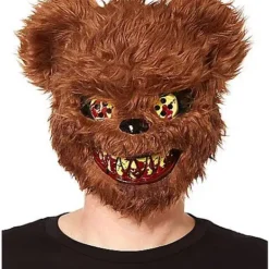 Spirit Halloween Brown Scary Teddy Bear Half Mask