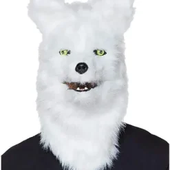 Spirit Halloween Moving Mouth White Wolf Full Mask