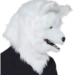 Spirit Halloween Moving Mouth White Wolf Full Mask -Spirit Halloween Store 01271527 c