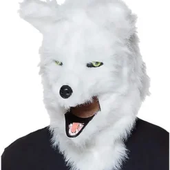 Spirit Halloween Moving Mouth White Wolf Full Mask -Spirit Halloween Store 01271527 d