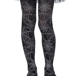 Spirit Halloween Metallic Silver Spider Web Tights