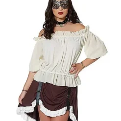 Spirit Halloween Ivory Off The Shoulder Shirt -Spirit Halloween Store 01315555 a