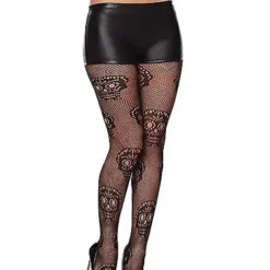 Spirit Halloween Adult Black Decorated Skull Tights
