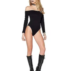 Spirit Halloween Off The Shoulder Black Bodysuit -Spirit Halloween Store 01350073 d