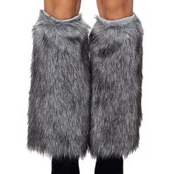 Spirit Halloween Grey Faux Fur Leg Warmers