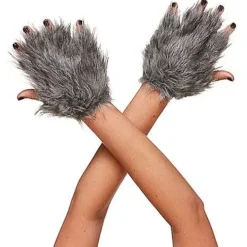 Spirit Halloween Faux Fur Wolf Gloves