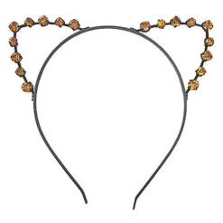 Spirit Halloween Orange Rhinestone Cat Ears Headband
