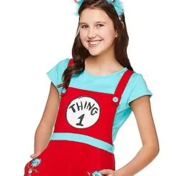 Spirit Halloween Tween Thing 1 And 2 Jumper Dress Costume - Dr. Seuss -Spirit Halloween Store 01369214 c