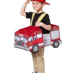 Spirit Halloween Toddler Light Up Firetruck Piggyback Costume