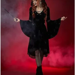 Spirit Halloween Celestial Coven Hooded Velvet Dress -Spirit Halloween Store 01428283 c