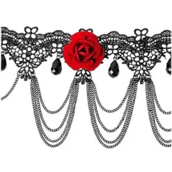 Spirit Halloween Day Of The Dead Rose Lace Choker Necklace