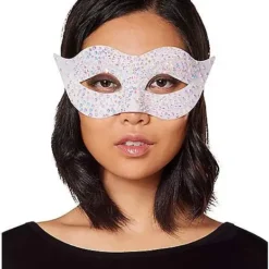 Spirit Halloween White Glitter Eye Half Mask
