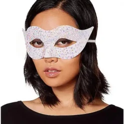 Spirit Halloween White Glitter Eye Half Mask -Spirit Halloween Store 01450915 c