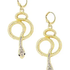 Spirit Halloween Goldtone Snake Earrings