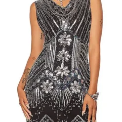 Spirit Halloween Adult Black Beaded Flapper Dress -Spirit Halloween Store 01470350 d