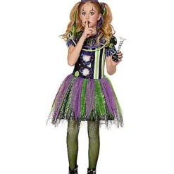 Spirit Halloween Kids Glow In The Dark Neon Clown Costume