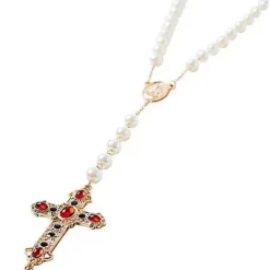 Spirit Halloween Day Of The Dead Rosary Cross Necklace -Spirit Halloween Store 01474832 c