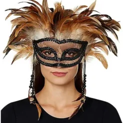 Spirit Halloween Witch Doctor Feather Eye Mask