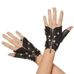 Spirit Halloween Studded Punk Rock Fingerless Gloves