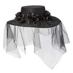 Spirit Halloween Black Veiled Day Of The Dead Flower Hat -Spirit Halloween Store 01507011 c