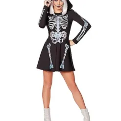 Spirit Halloween Adult Skeleton Hooded Dress