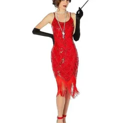 Spirit Halloween Adult Red Sequin Flapper Dress