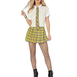 Spirit Halloween Adult Yellow Plaid Plus Size Skirt