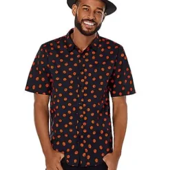 Spirit Halloween Pumpkin Print Button Down Shirt -Spirit Halloween Store 01526292 c