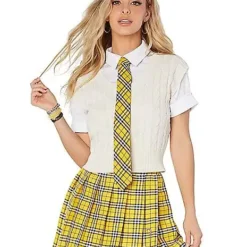 Spirit Halloween Yellow Plaid Schoolgirl Tie