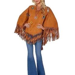 Spirit Halloween Adult Free Spirit Poncho Hippie Costume