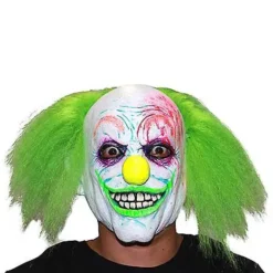 Spirit Halloween Neon Green Hair Clown Full Mask