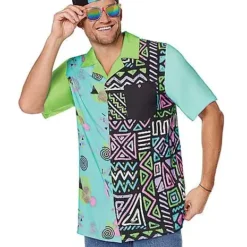 Spirit Halloween Adult '80s Button Down Shirt