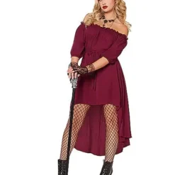 Spirit Halloween Adult Burgundy Peasant Dress