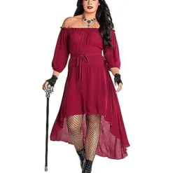 Spirit Halloween Adult Burgundy Peasant Dress -Spirit Halloween Store 01589266 c