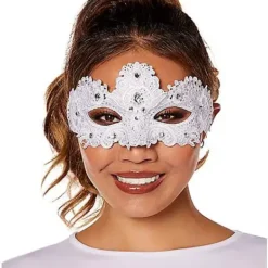 Spirit Halloween Angel White Lace Eye Half Mask