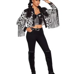 Spirit Halloween Adult Western Cow Print Fringe Jacket