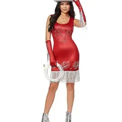 Spirit Halloween Adult Red Cowgirl Dress Costume
